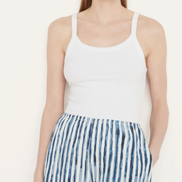 Vince High Waist Blue and White Striped Shorts